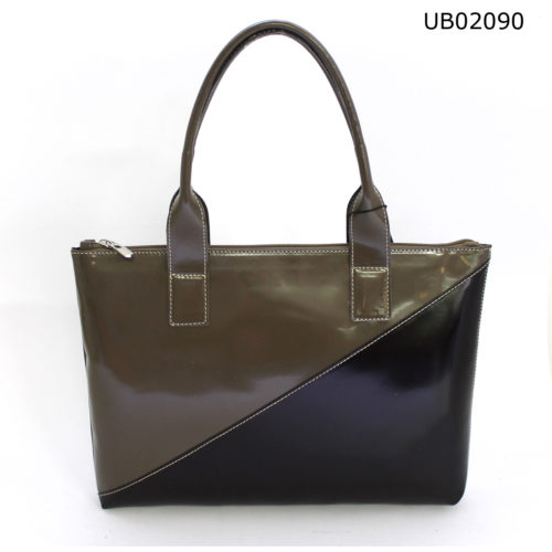 Borsa in fintapelle taupe-moro