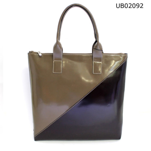 Borsa in fintapelle taupe-moro